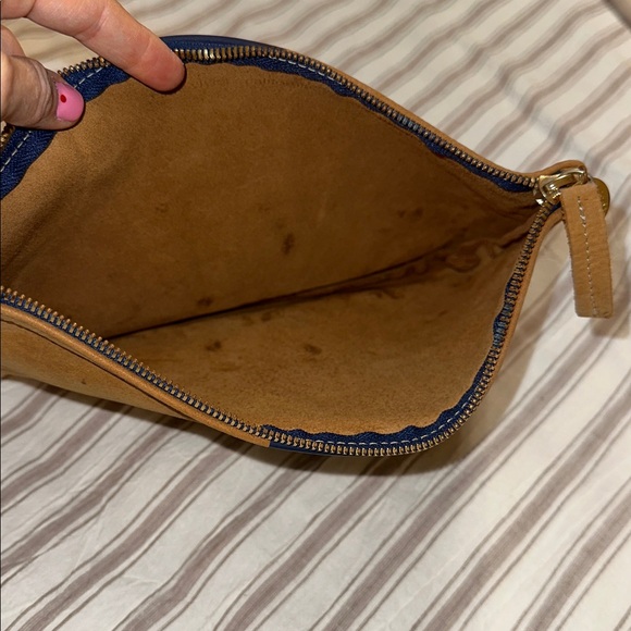 Clare Vivier Brown Suede with Navy Stripe pouch / clutch - Picture 7 of 9
